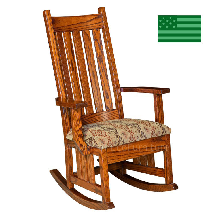 Hoosier Mission Rocking Chair with Upholstered Seat