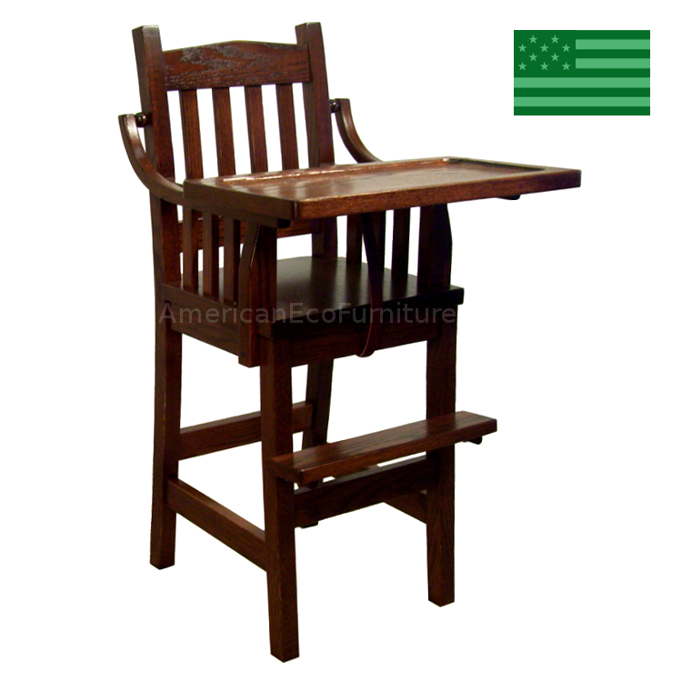 Amish Wooden High Chair Pinnacle Mission Usa Made Baby Furniture