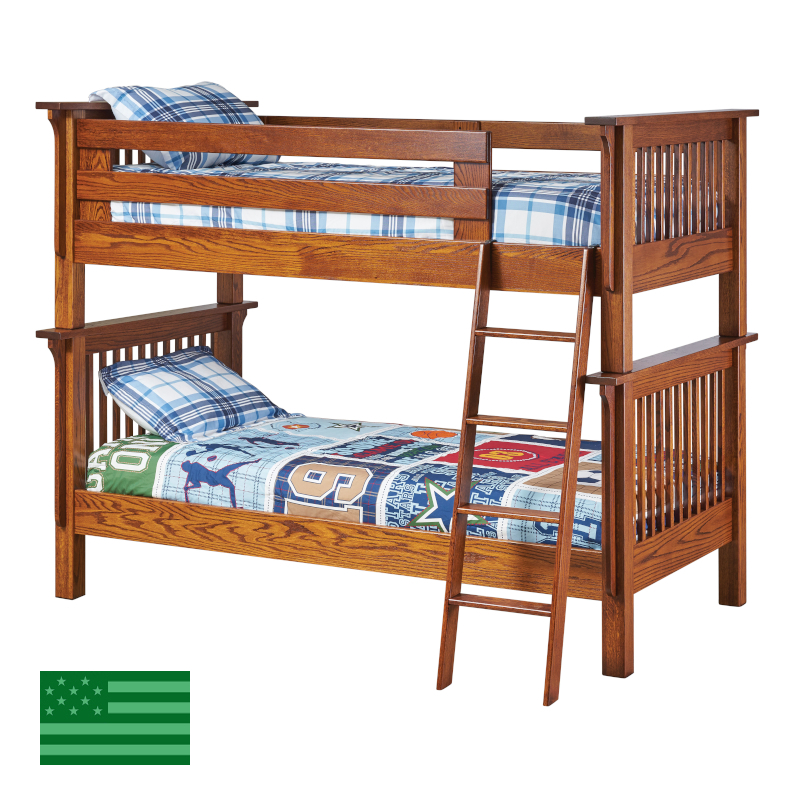 Pearce Bunk Bed Twin Twin Made in USA American Eco Furniture