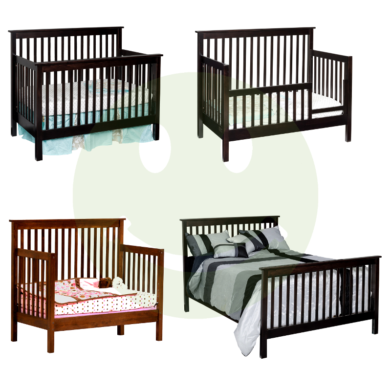 Day Bed (Shown in Brown Maple) & Toddler Rail (Shown in Red Oak)