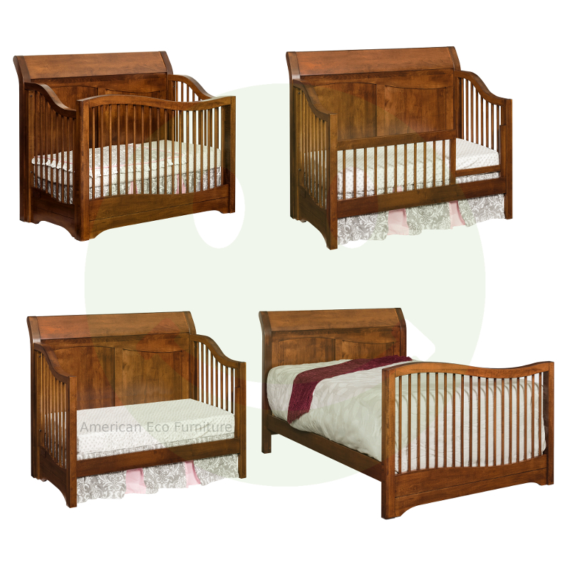 Trenton Convertible Baby Crib Made in USA Solid Wood American Eco