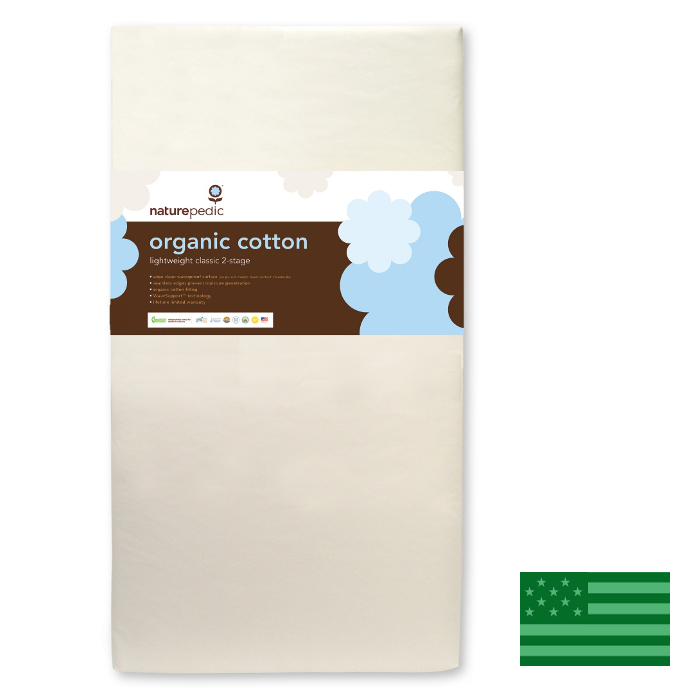 Naturepedic Organic Lightweight Classic 2 Stage Baby Crib Mattress - Waterproof