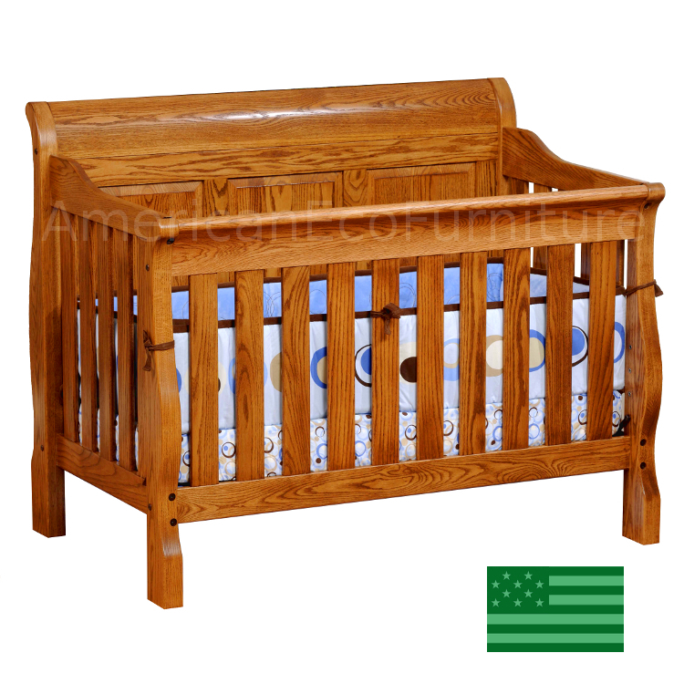 Sleigh Panel Convertible Baby Crib Made in USA | Solid 