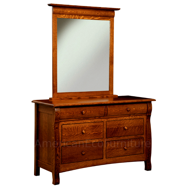 6 Drawer Dresser with Mirror (Shown in QSWO)