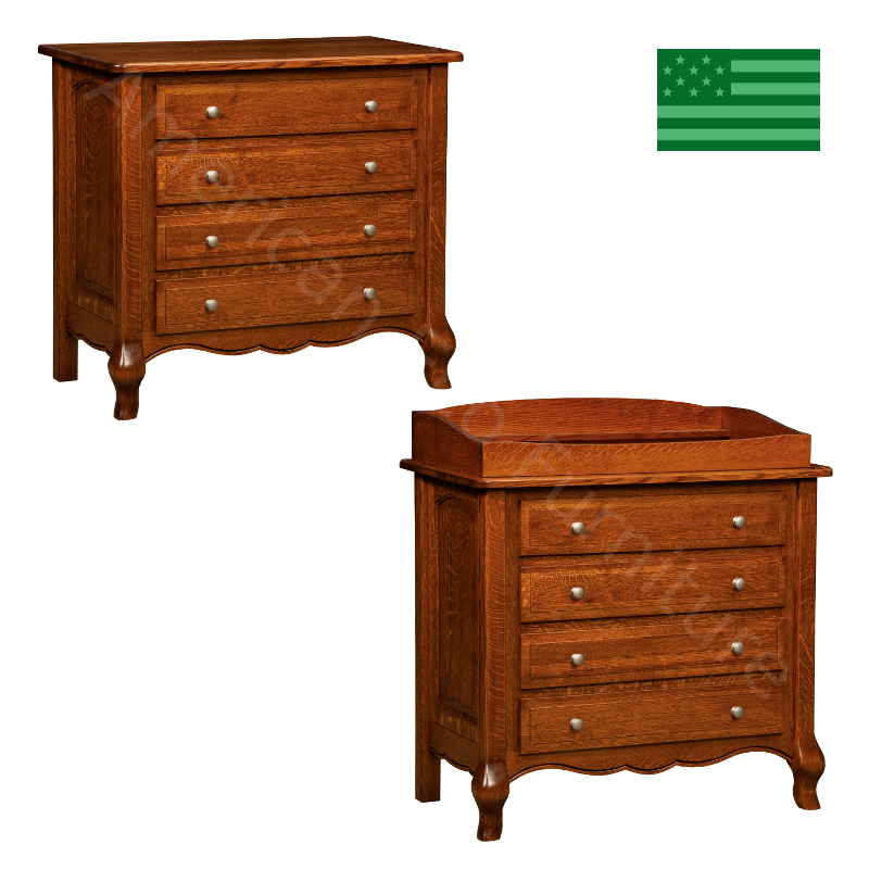 French Country 4 Drawer Dresser & Baby Changer