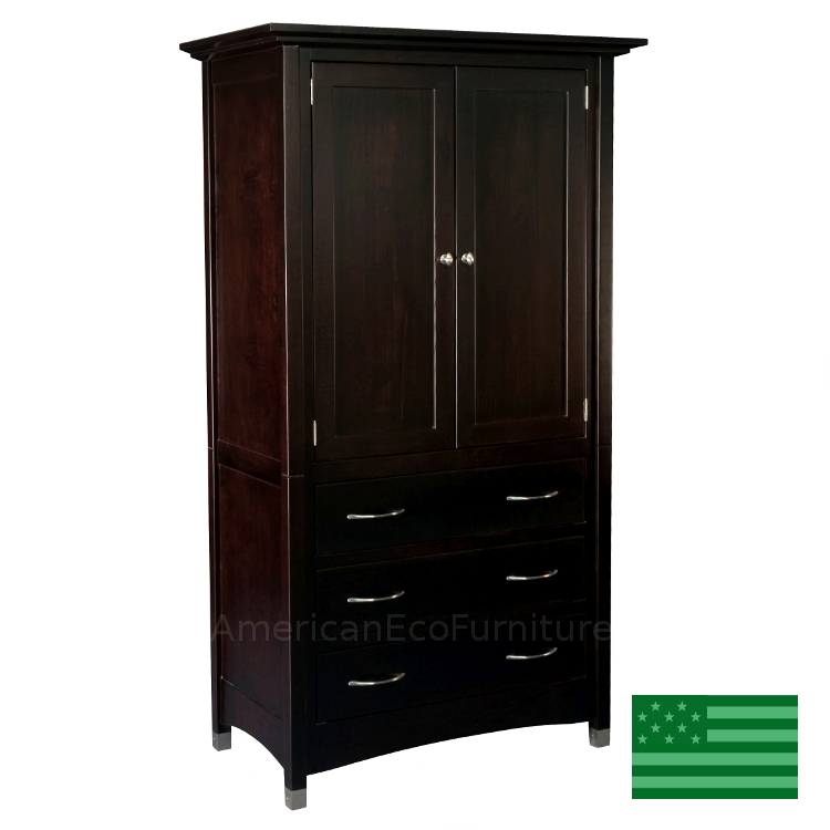 Amish Glendale Wardrobe with Tray Solid Wood Made in USA American