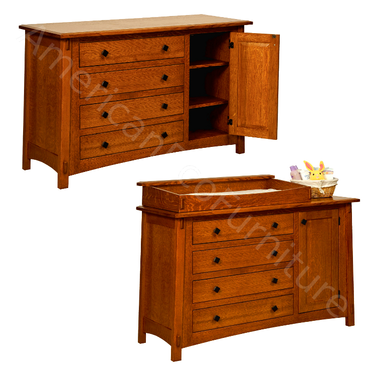 4 Drawer 1 Door Dresser / Baby Changer (Shown in QSWO)