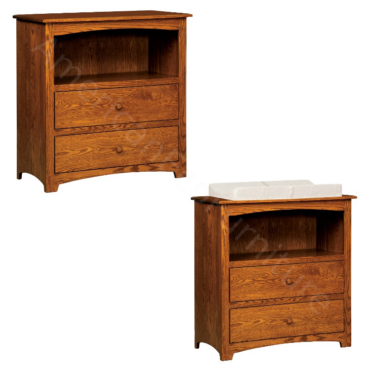 2 Drawer Baby Changer (Shown in Red Oak)