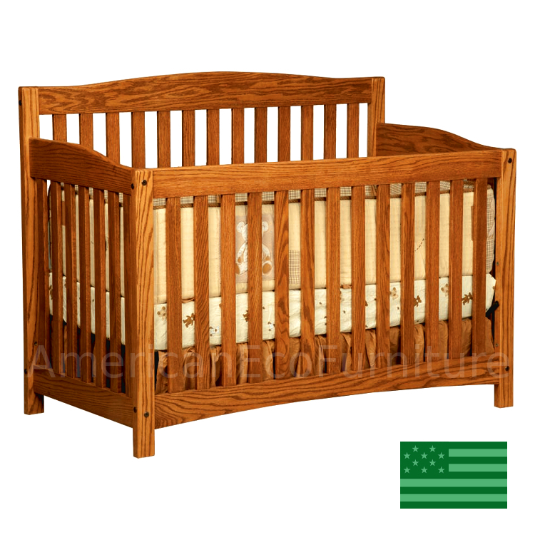 4 in 1 Convertible Baby Crib (Shown in Red Oak)