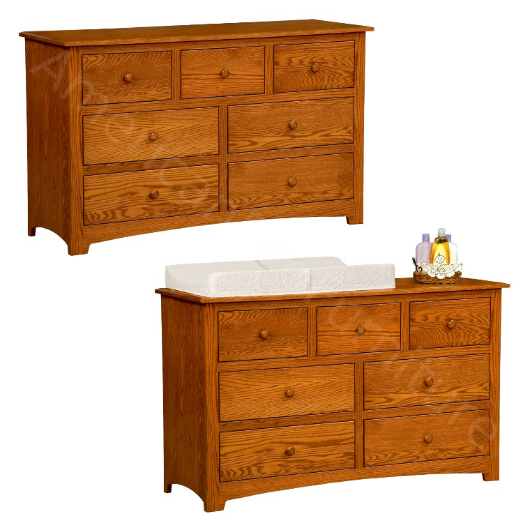 7 Drawer Dresser / Baby Changer (Shown in Red Oak)