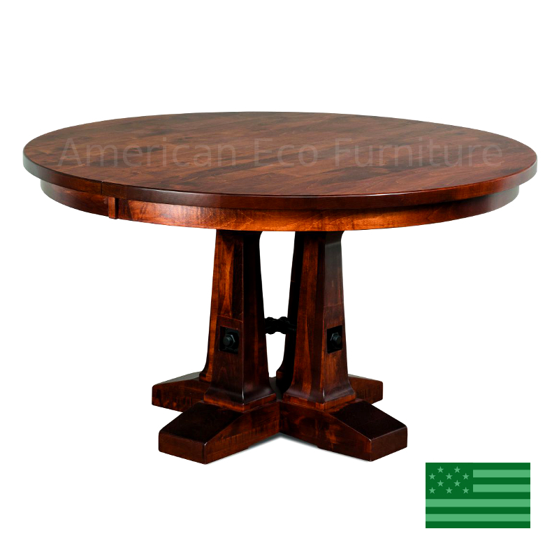 Verna Pedestal Dining Table Made in USA Solid Wood American Eco Furniture