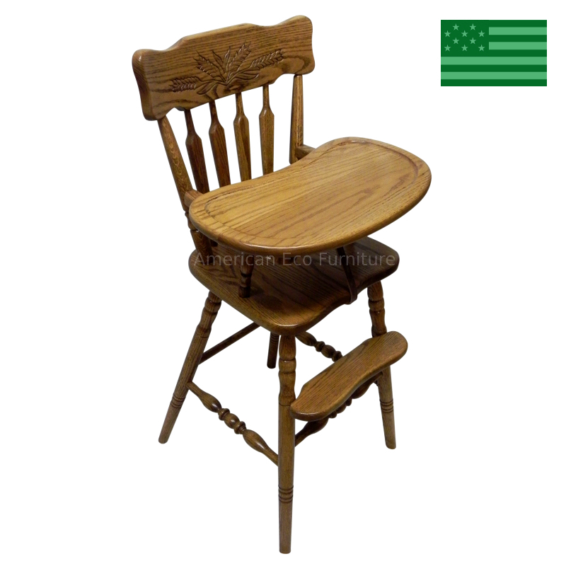 Amish Wooden High Chair Whitman USA Made Baby Furniture American Eco Furniture
